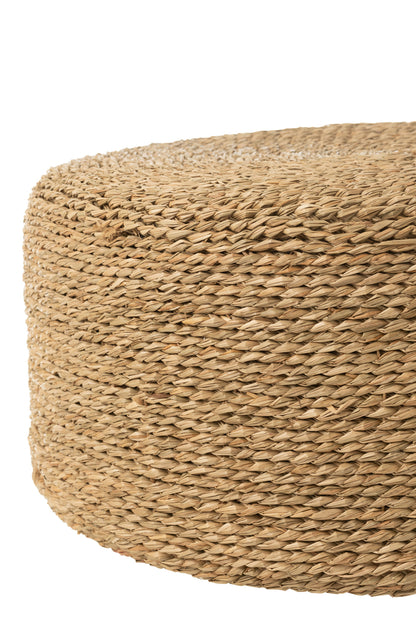 Poef Rond Zeegras Naturel - Poef - J-Line - livinglovely.nl