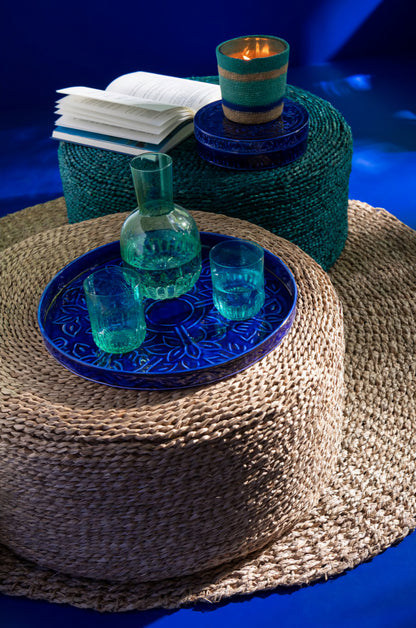 Poef Rond Zeegras Naturel - Poef - J-Line - livinglovely.nl