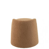 Poef Teddy Rond + Rugleuing Bouclé Camel 40x40x38cm - Poef - J-Line - livinglovely.nl