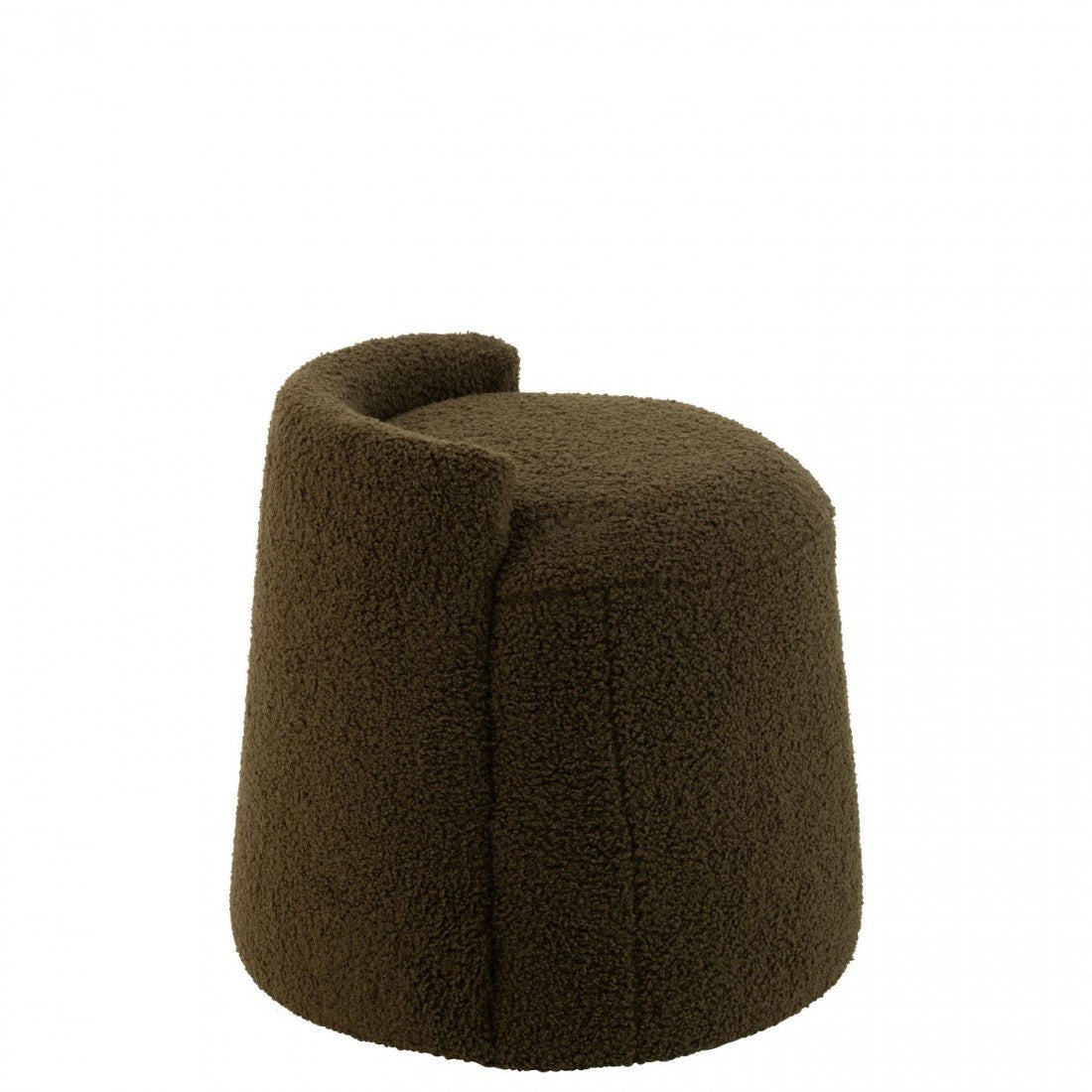 Poef Teddy Rond + Rugleuing Bouclé Groen 40x40x38cm - Poef - J-Line - livinglovely.nl