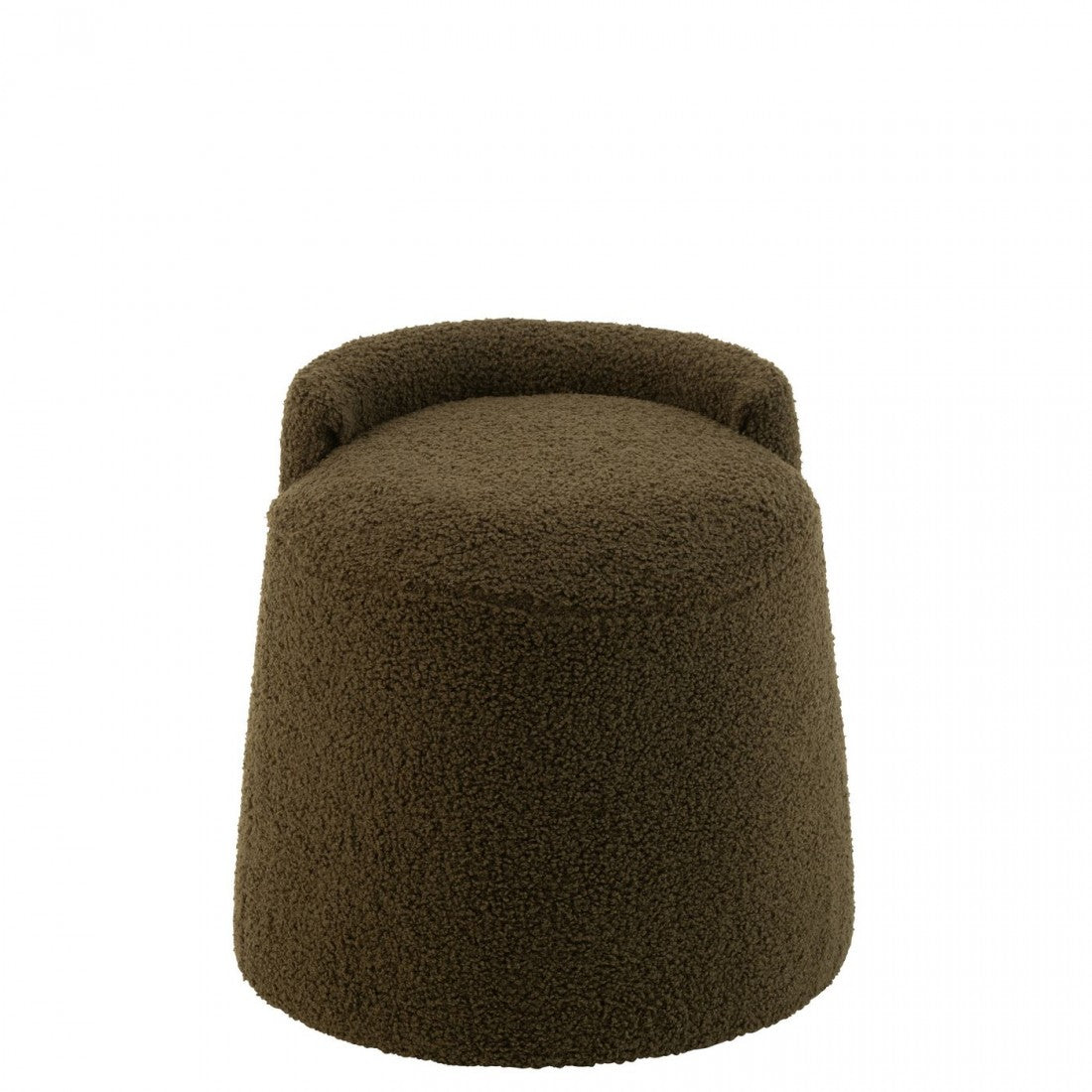 Poef Teddy Rond + Rugleuing Bouclé Groen 40x40x38cm - Poef - J-Line - livinglovely.nl