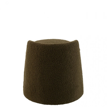 Poef Teddy Rond + Rugleuing Bouclé Groen 40x40x38cm - Poef - J-Line - livinglovely.nl