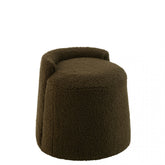 Poef Teddy Rond + Rugleuing Bouclé Groen 40x40x38cm - Poef - J-Line - livinglovely.nl