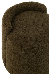 Poef Teddy Rond + Rugleuing Bouclé Groen 40x40x38cm - Poef - J-Line - livinglovely.nl