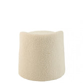 Poef Teddy Rond + Rugleuing Bouclé Wit 40x40x38cm - Poef - J-Line - livinglovely.nl