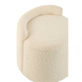 Poef Teddy Rond + Rugleuing Bouclé Wit 40x40x38cm - Poef - J-Line - livinglovely.nl