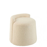 Poef Teddy Rond + Rugleuing Bouclé Wit 40x40x38cm - Poef - J-Line - livinglovely.nl