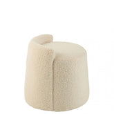 Poef Teddy Rond + Rugleuing Bouclé Wit 40x40x38cm - Poef - J-Line - livinglovely.nl