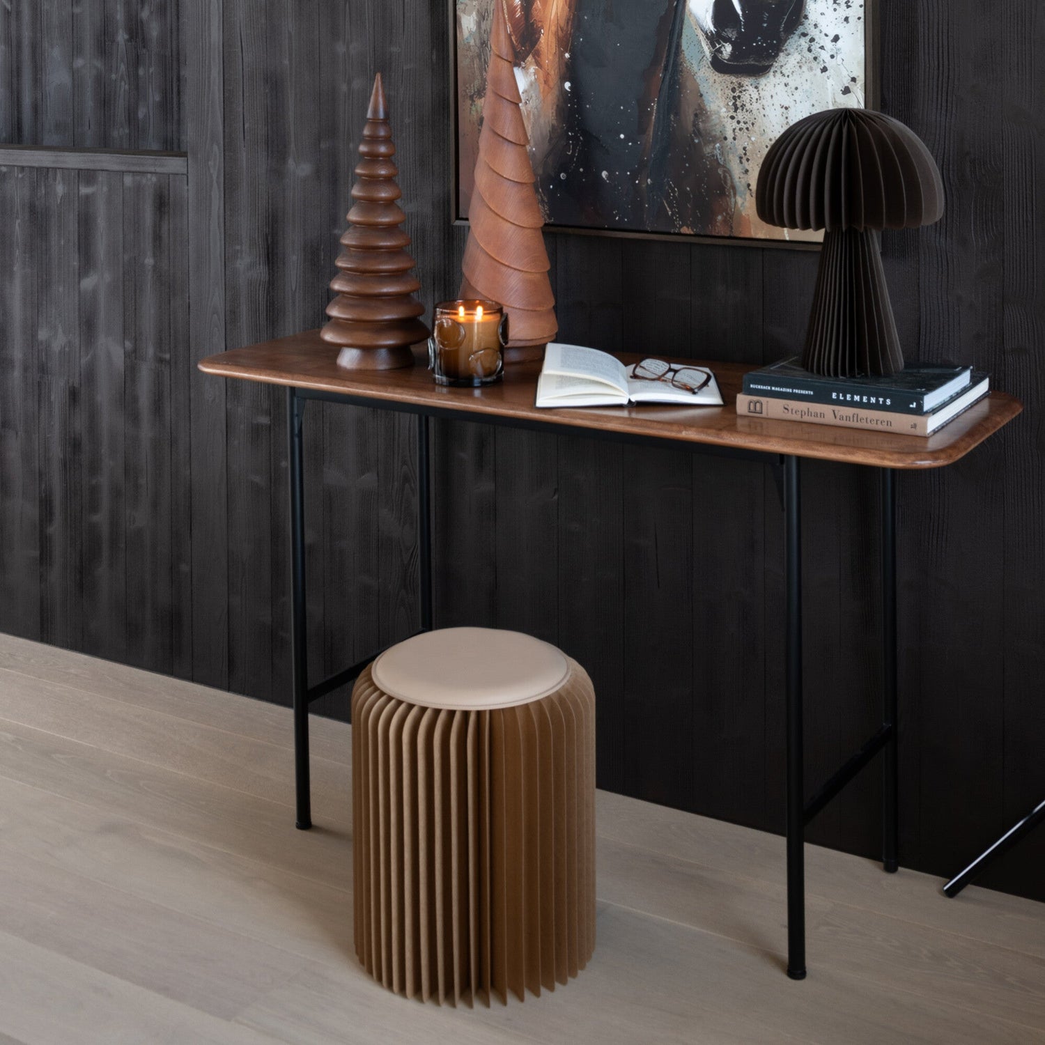 Poef Vouwbaar Papier Camel Dia36cmxh42cm J-Line - Poef - J-Line - livinglovely.nl