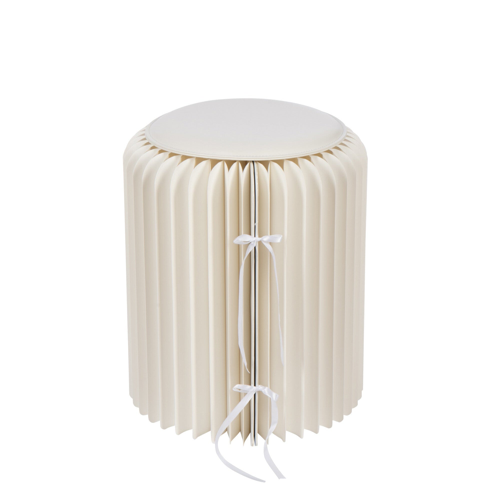 Poef Vouwbaar Papier Gebroken Wit Dia 36cmxh42cm J-Line - Poef - J-Line - livinglovely.nl