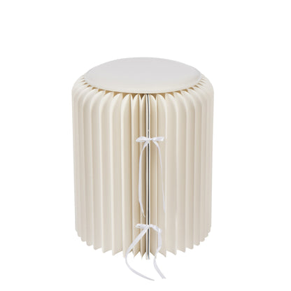 Poef Vouwbaar Papier Gebroken Wit Dia 36cmxh42cm J-Line - Poef - J-Line - livinglovely.nl