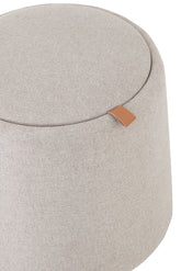 Poef/Bijzettafel Rond Textiel/Hout Beige - Poef - J-Line - livinglovely.nl