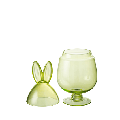 Pot Konijn Glas Groen Medium L17xB17xH38 cm - Keukenaccessoire - J-Line - livinglovely.nl