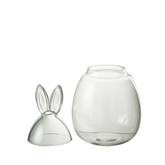 Pot Konijn Glas Transparant Large - Paas - J-Line - livinglovely.nl