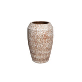 Pot Vikki Beige Keramiek Hoog Rond Klein van PTMD, hoge beige keramieken pot op witte achtergrond