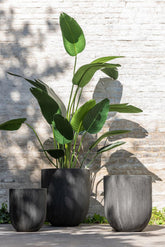 Potten Rond Keramiek Hoog Zwart Set van 3 J-Line - Pot - J-Line - livinglovely.nl