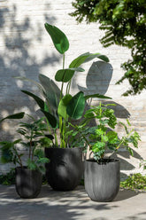 Potten Rond Keramiek Hoog Zwart Set van 3 J-Line - Pot - J-Line - livinglovely.nl