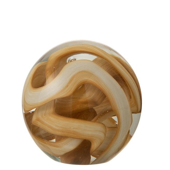 Presse Papier Slinger Glas Bruin Medium - Decoratie - J-Line - livinglovely.nl