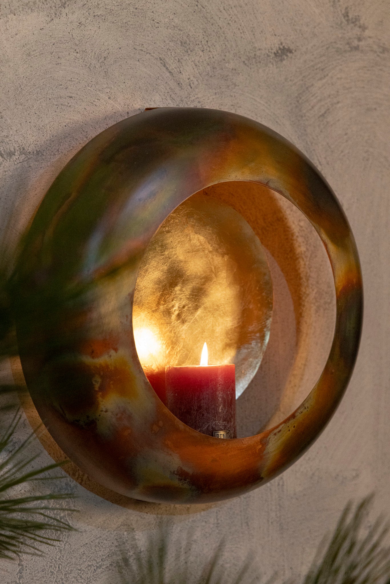 Prestyn Copper iron round wall stormlight S PTMD - Wandkandelaar - PTMD - livinglovely.nl