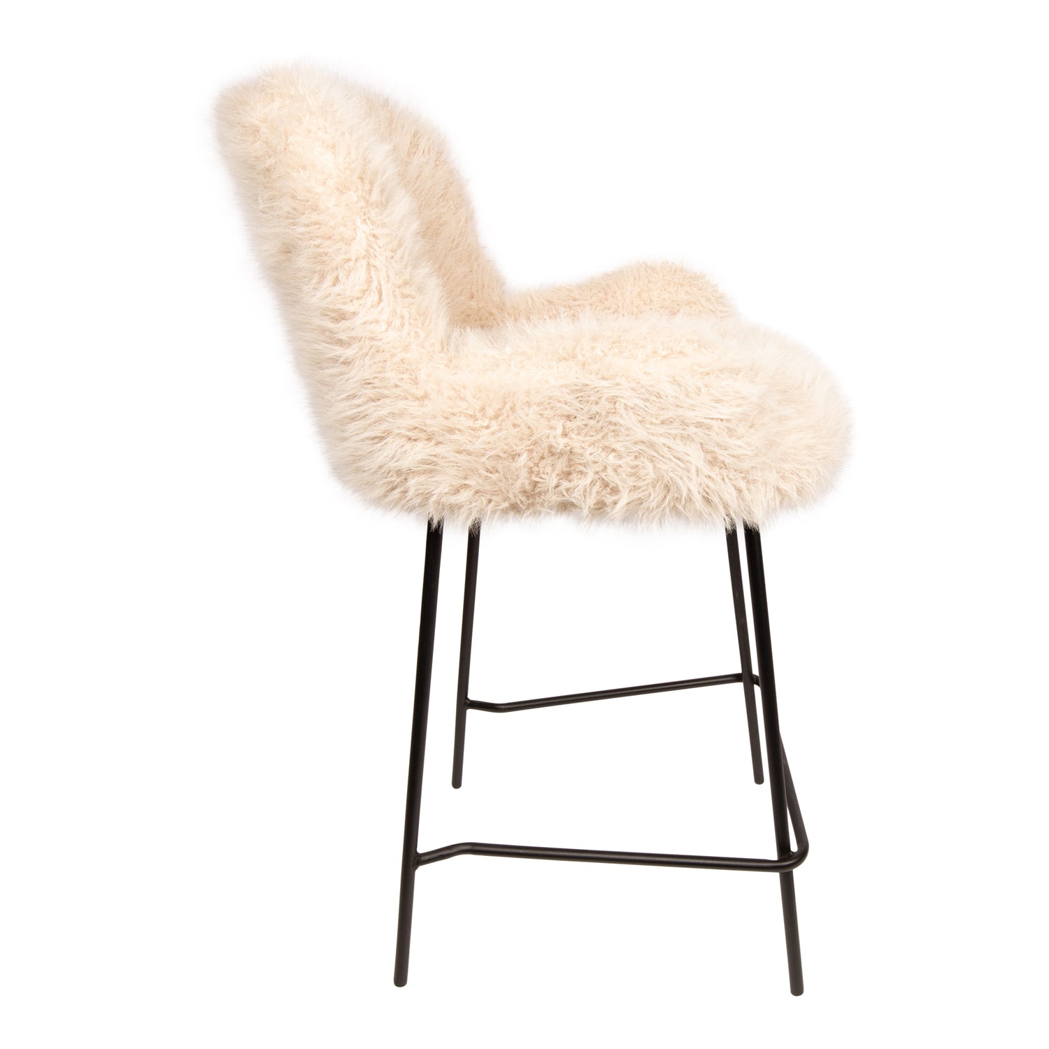 PTMD Leander Bar Chair Hair Beige - Barkruk - PTMD - livinglovely.nl