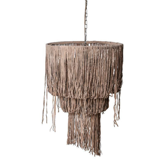 PTMD Renzo Beige Leren Plafondlamp 2 Lagen , Hanglamp , PTMD , livinglovely.nl