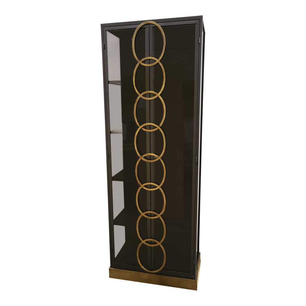 PTMD Riho Zwart Metalen Kast met Smoky Glazen Deuren - Vitrinekast - PTMD - livinglovely.nl