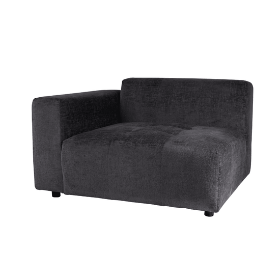 Quinta sofa - arm links - soft velvet - anthracite , , PTMD , livinglovely.nl