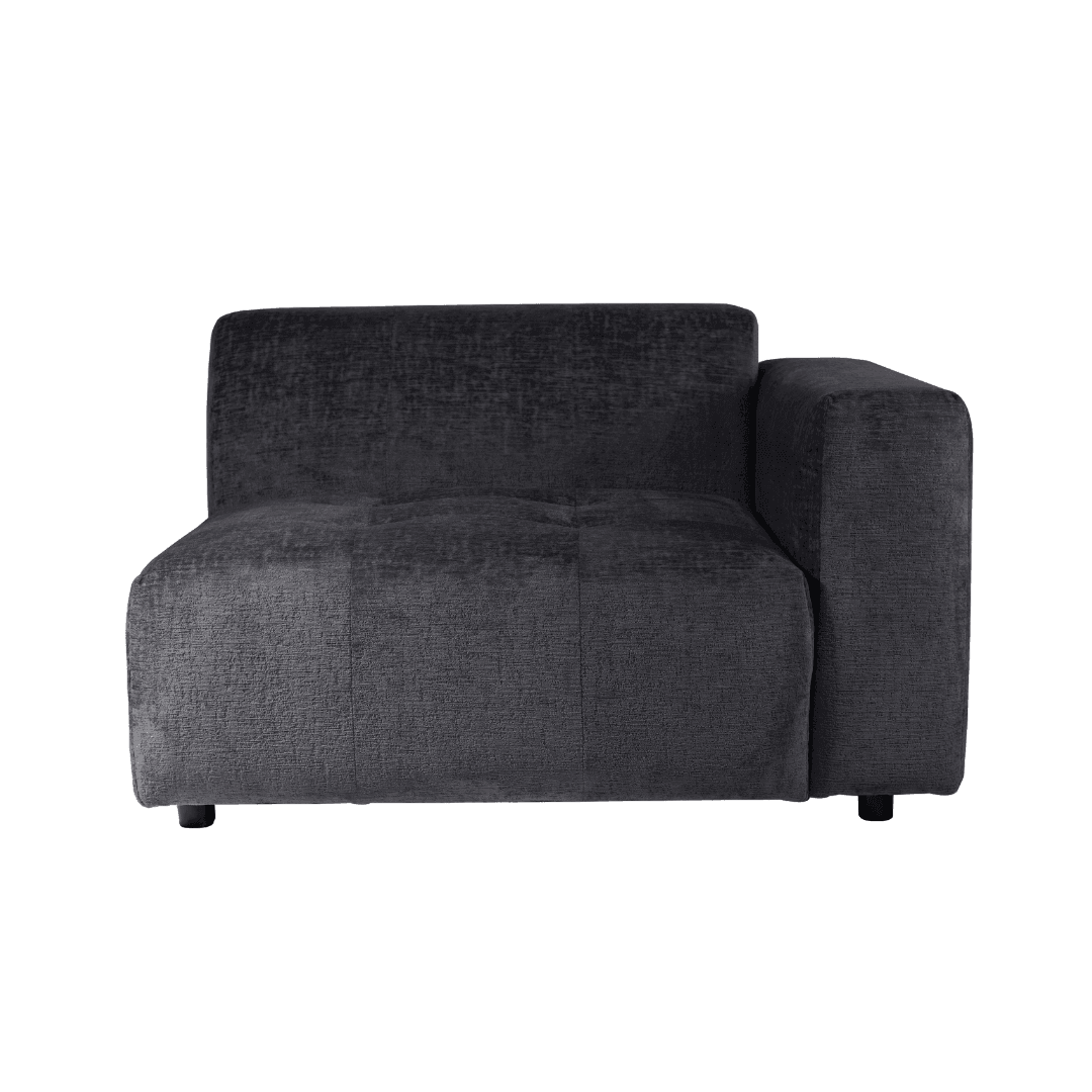 Quinta sofa - arm rechts - soft velvet - anthracite , , PTMD , livinglovely.nl