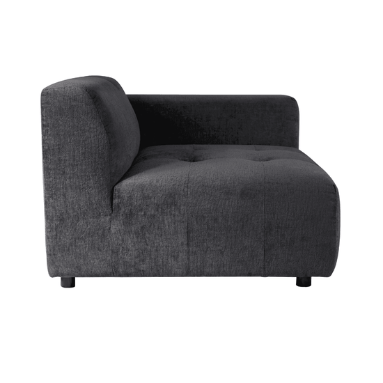 Quinta sofa - arm rechts - soft velvet - anthracite , , PTMD , livinglovely.nl