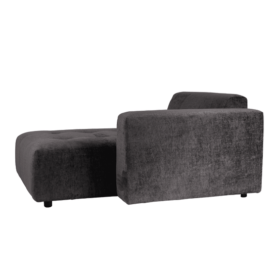 Quinta sofa - Chaise Longue rechts - soft velvet - anthracite , , PTMD , livinglovely.nl