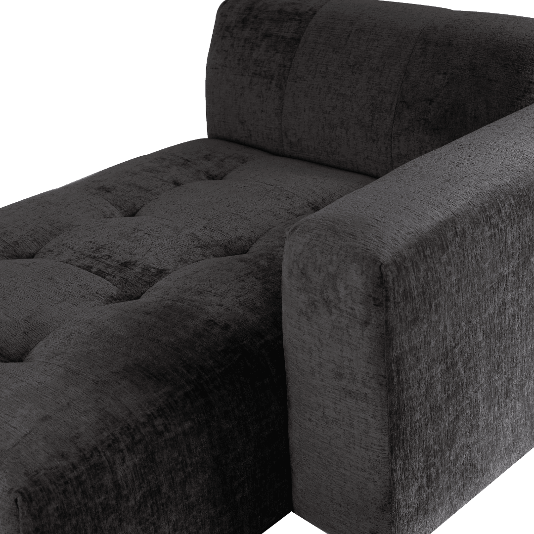 Quinta sofa - Chaise Longue rechts - soft velvet - anthracite , , PTMD , livinglovely.nl