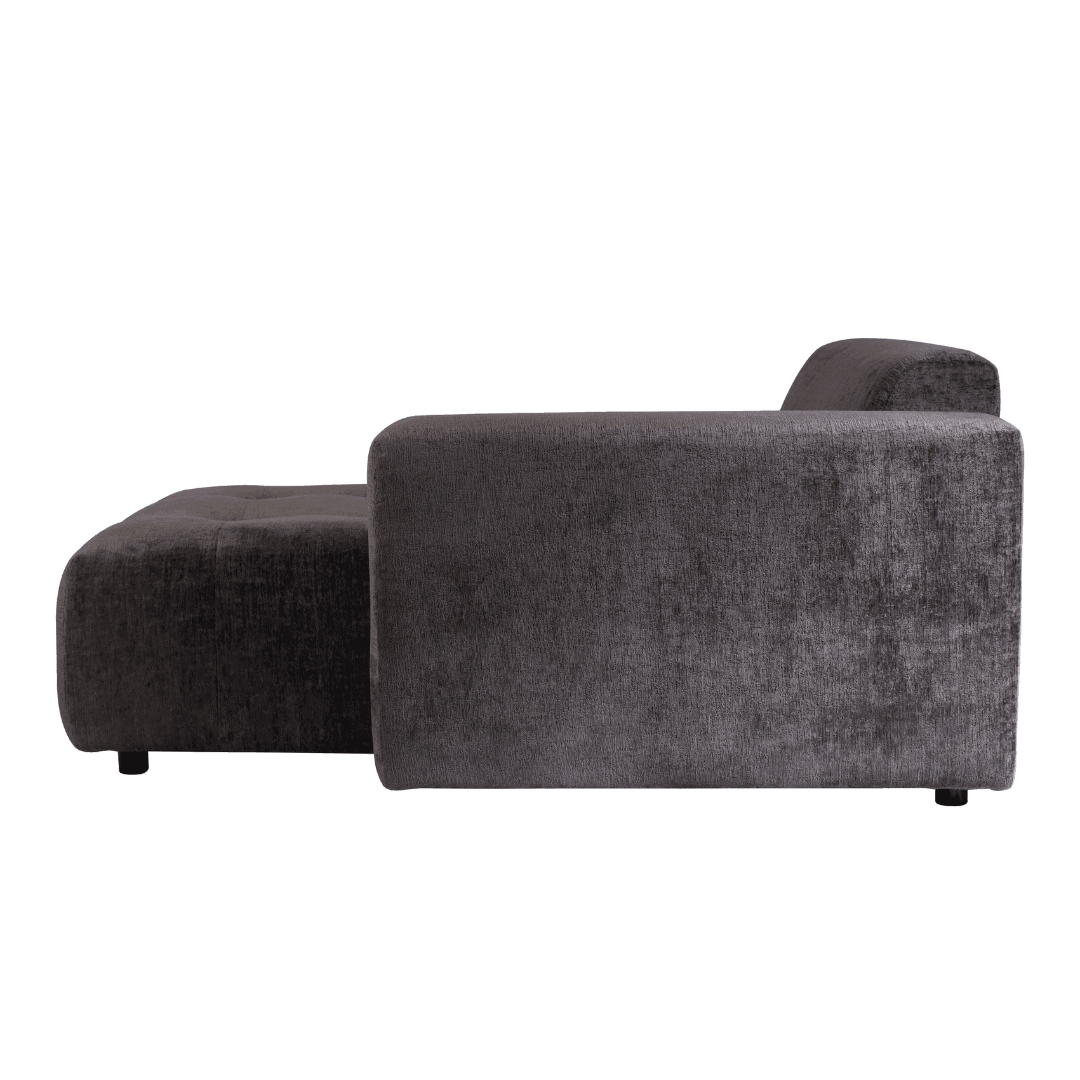 Quinta sofa - Chaise Longue rechts - soft velvet - anthracite , , PTMD , livinglovely.nl