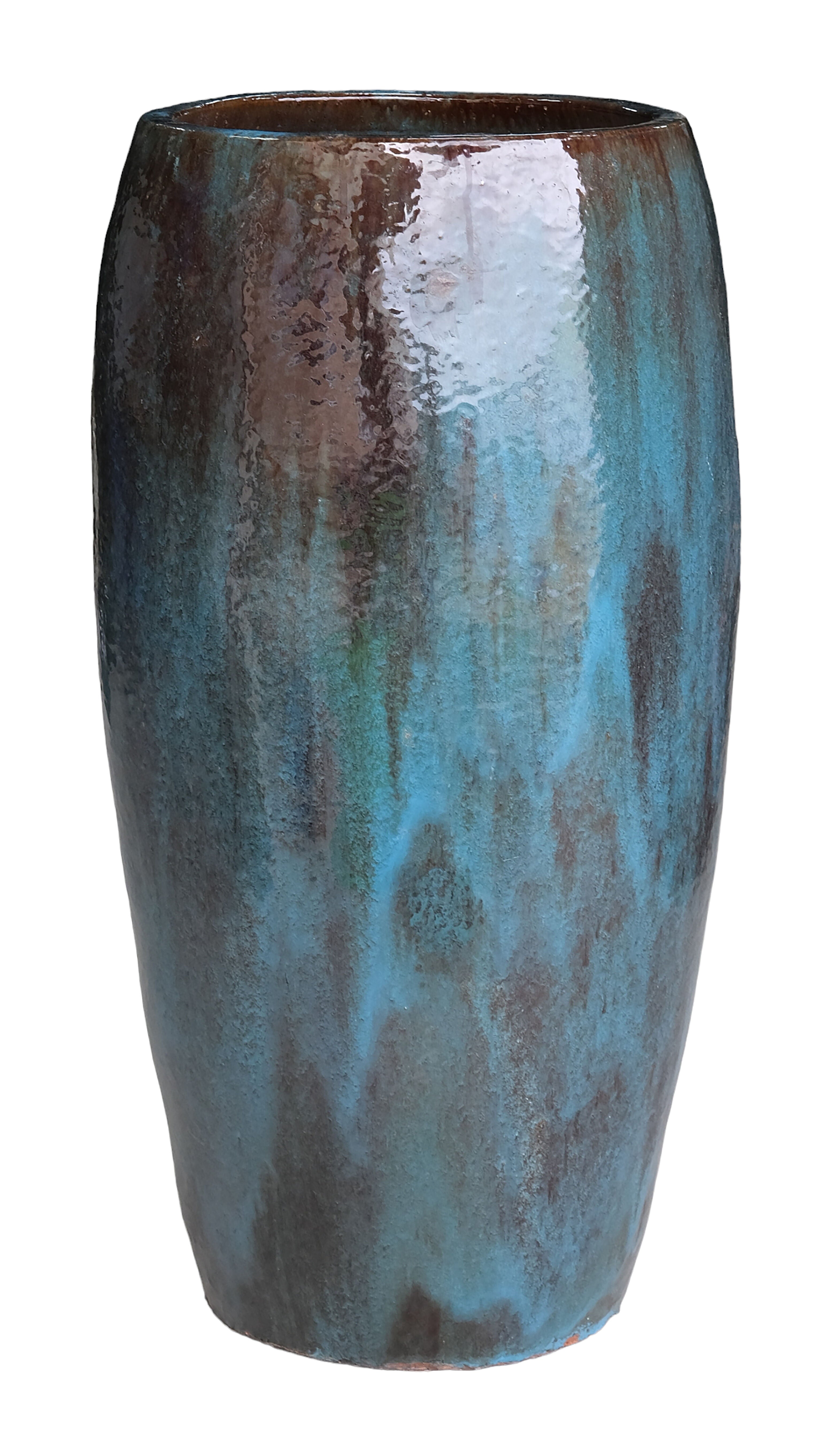 Rachyl Blue Glazed Round Ceramic Pot High Set van 2 PTMD - Pot - PTMD - livinglovely.nl