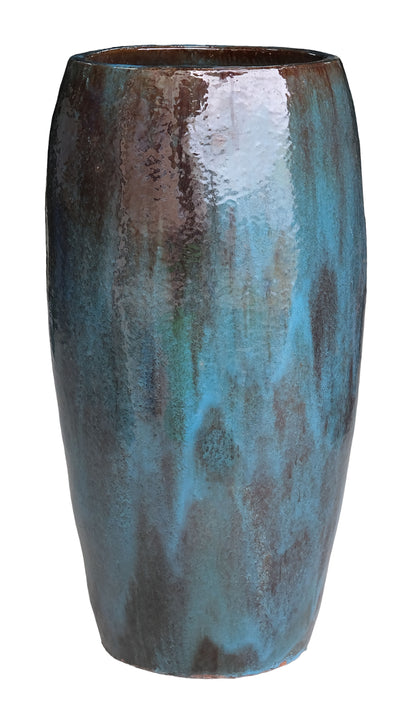 Rachyl Blue Glazed Round Ceramic Pot High Set van 2 PTMD - Pot - PTMD - livinglovely.nl