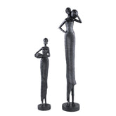 Rafah Black Poly Woman Statue Holding Pot Low PTMD - Beeld - PTMD - livinglovely.nl