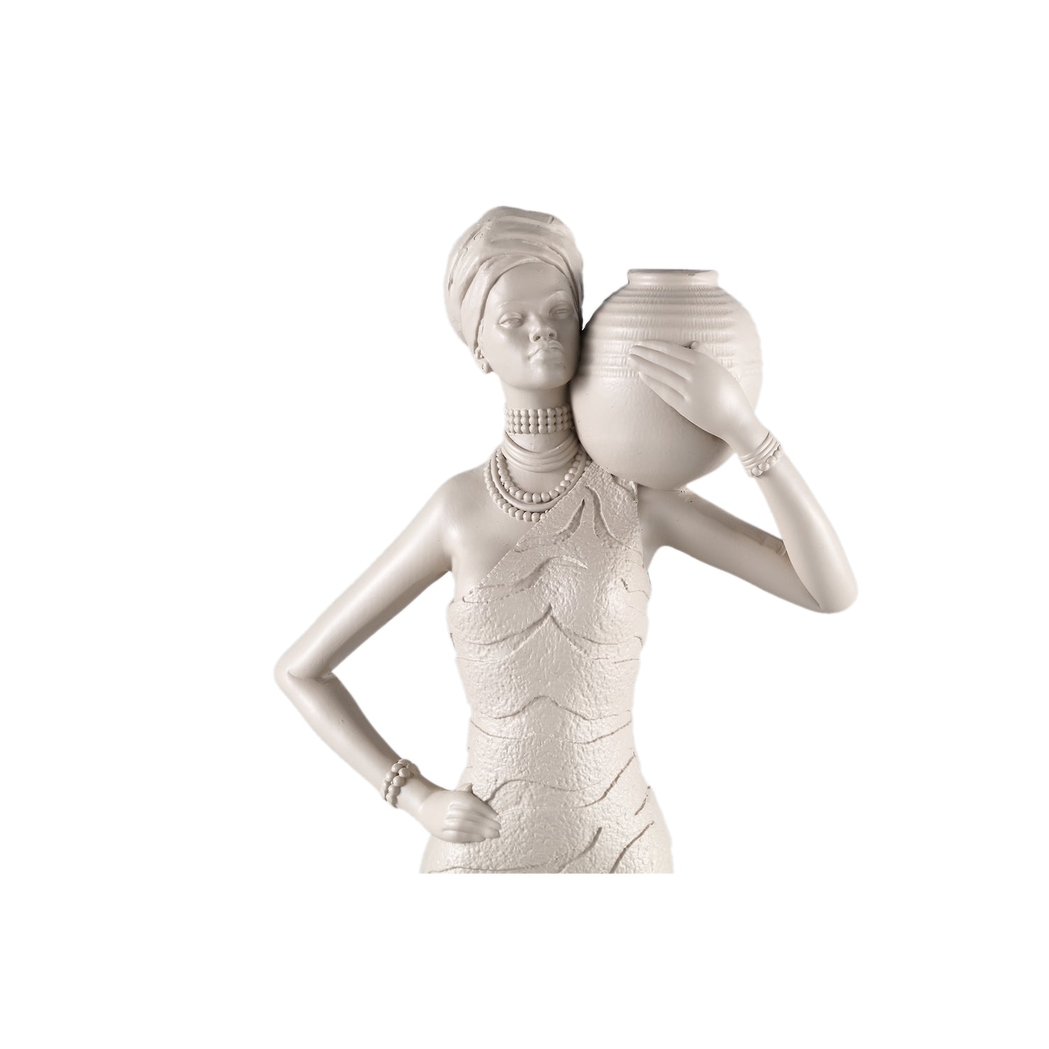 Rafah Clay Poly Woman Statue Holding Pot Shoulder PTMD - Beeld - PTMD - livinglovely.nl