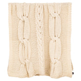 Rama Plaid Wol Handgebreid Crème van PTMD, ander aanzicht, handgebreide crèmekleurige wollen plaid