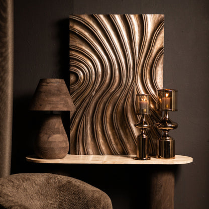 Reddie Wavvy Bruin Glimmend Wandpaneel Small 60x90cm PTMD - Wandpaneel - PTMD - livinglovely.nl