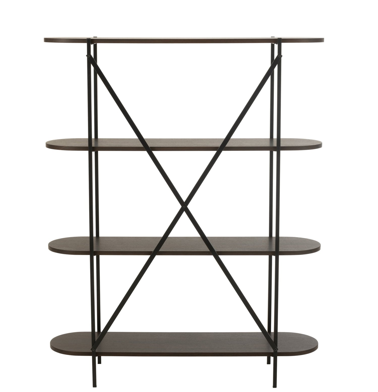 Rek Ovaal Mdf/Metaal Donkerbruin - Rek - J-Line - livinglovely.nl