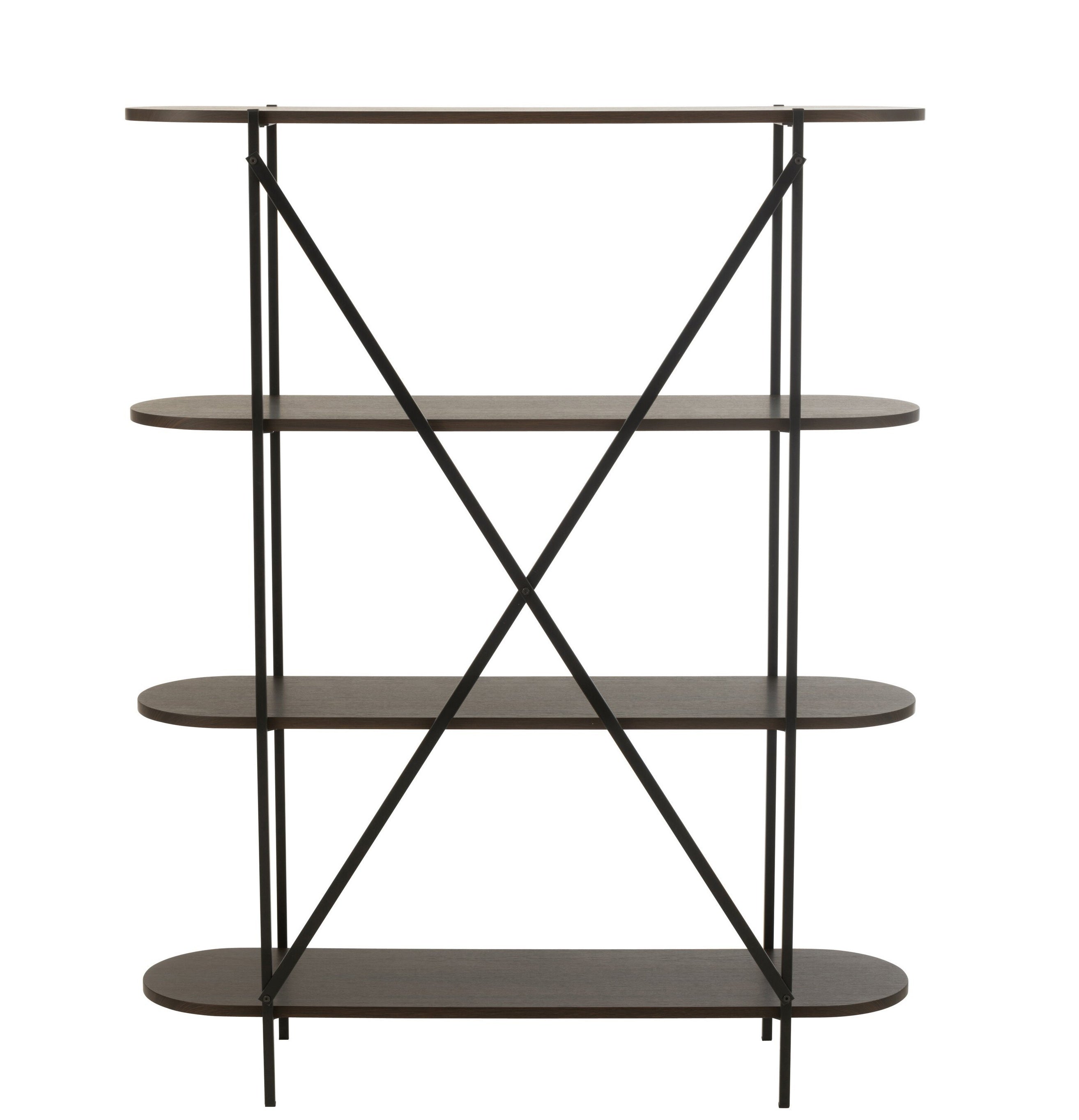 Rek Ovaal Mdf/Metaal Donkerbruin - Rek - J-Line - livinglovely.nl