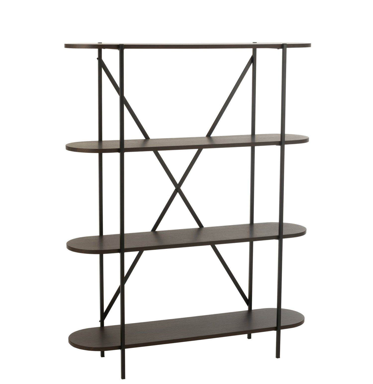 Rek Ovaal Mdf/Metaal Donkerbruin - Rek - J-Line - livinglovely.nl