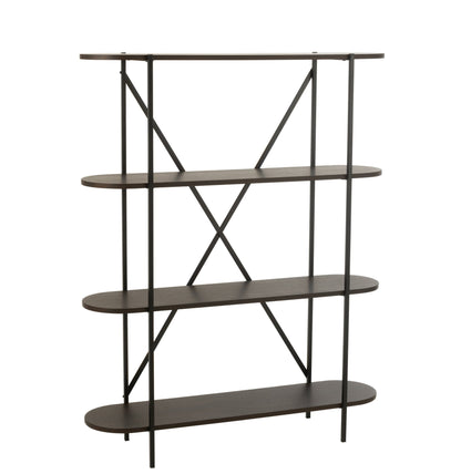 Rek Ovaal Mdf/Metaal Donkerbruin - Rek - J-Line - livinglovely.nl