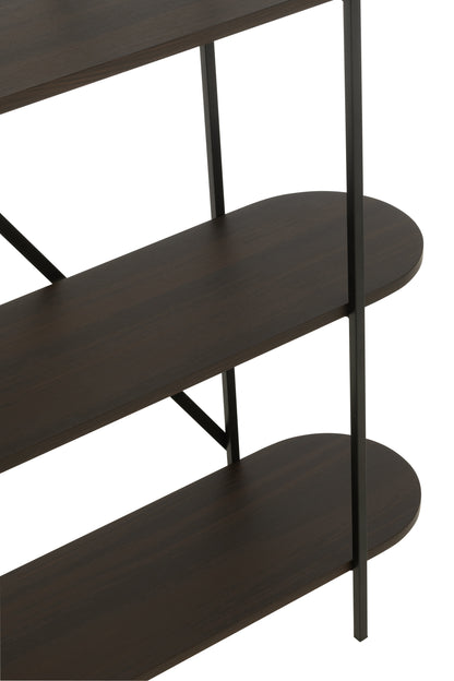 Rek Ovaal Mdf/Metaal Donkerbruin - Rek - J-Line - livinglovely.nl