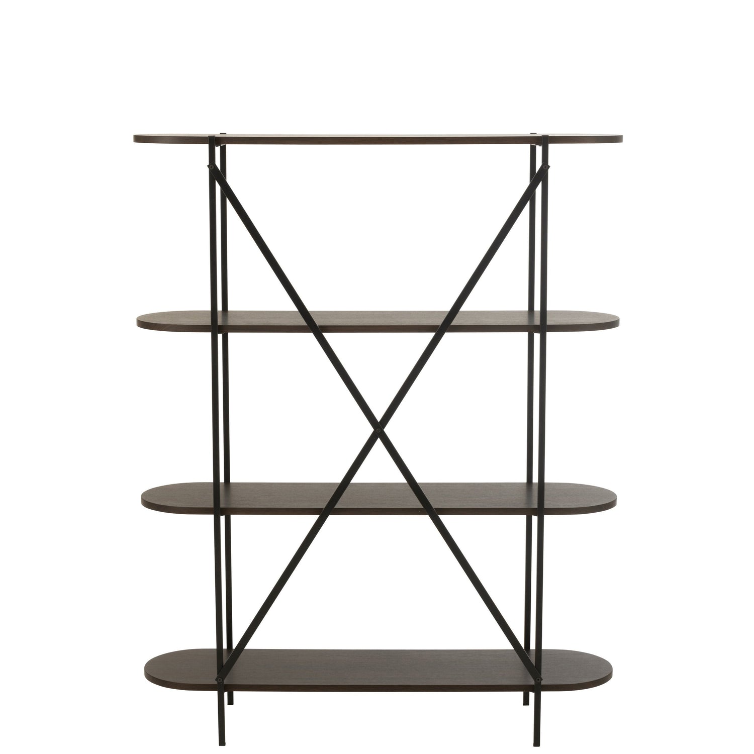 Rek Ovaal Mdf/Metaal Donkerbruin - Rek - J-Line - livinglovely.nl