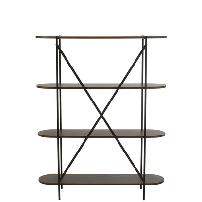 Rek Ovaal Mdf/Metaal Donkerbruin - Rek - J-Line - livinglovely.nl