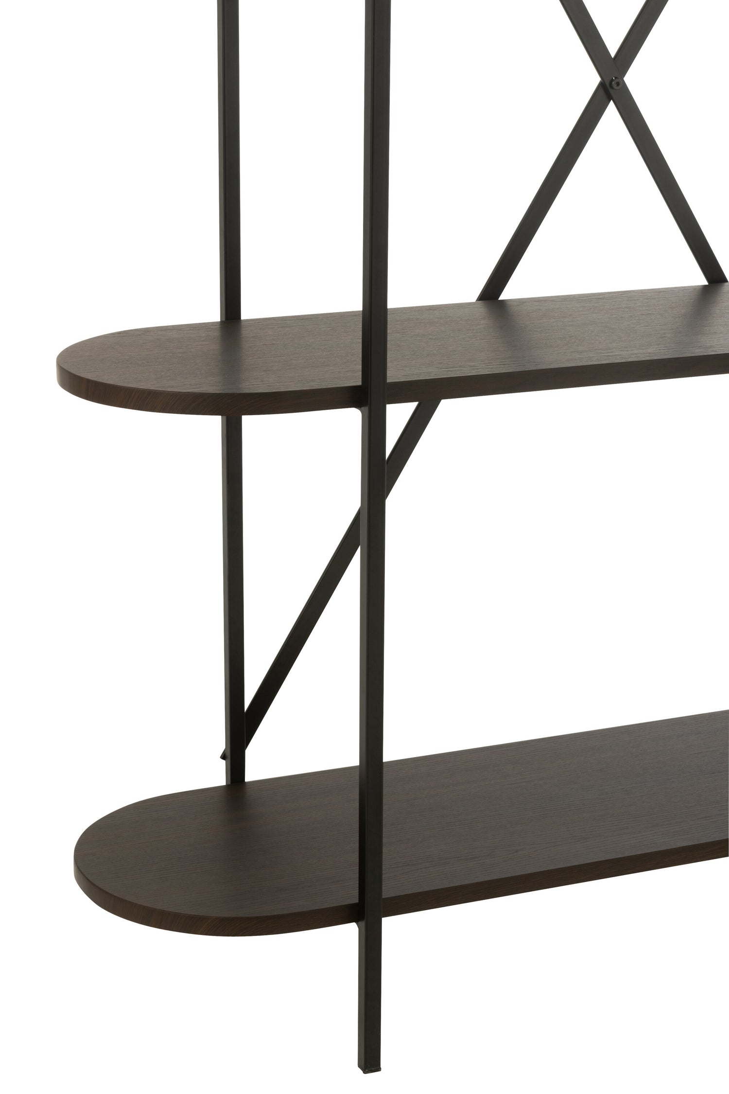 Rek Ovaal Mdf/Metaal Donkerbruin - Rek - J-Line - livinglovely.nl