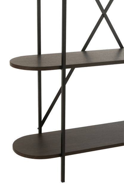 Rek Ovaal Mdf/Metaal Donkerbruin - Rek - J-Line - livinglovely.nl