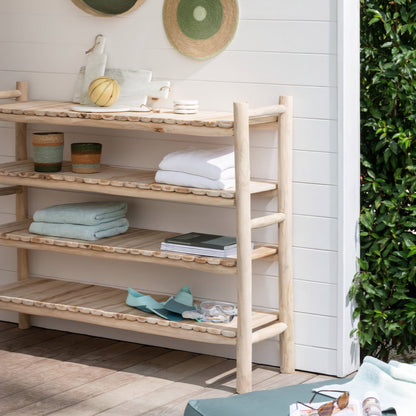 Rek Ranch Teak Hout Naturel - Rek - J-Line - livinglovely.nl