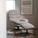 Relax Stoel + Voetbank Metaal/Multiplex Donkergrijs/Zwart - Fauteuil - J-Line - livinglovely.nl