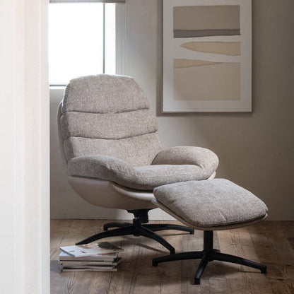 Relax Stoel + Voetbank Metaal/Multiplex Donkergrijs/Zwart - Fauteuil - J-Line - livinglovely.nl